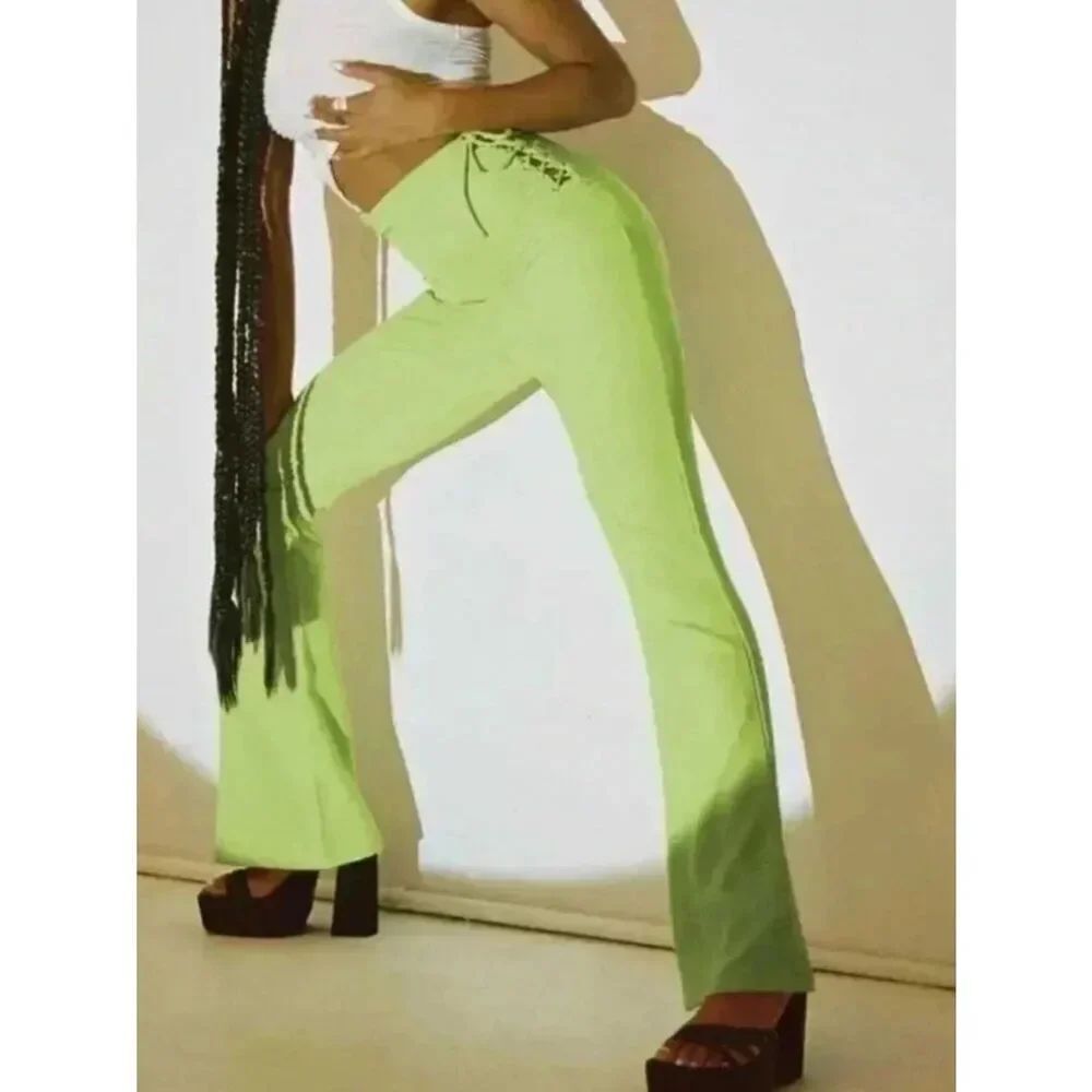 Princess Polly Green Midway Laced Flare Pants Women’s 8